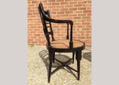E W Godwin for William Watt. A rare pair of Old English or Jacobean ebonised curved back elbow chair - Thumbnail 16