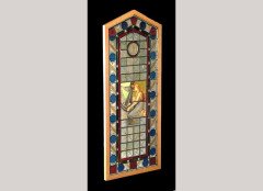 An Aesthetic Movement leaded, stained and painted glass window panel - Thumbnail 1