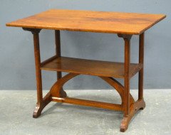 A Cotswold School Arts and Crafts two tier walnut craftsman made side table - Thumbnail 2