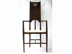 G M Ellwood for J S Henry. A pair of mahogany armchairs merly with a J. S. Henry label under - Thumbnail 1