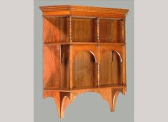 E W Godwin for Collinson and Lock. A fine set of hanging oak wall shelves - Thumbnail 1