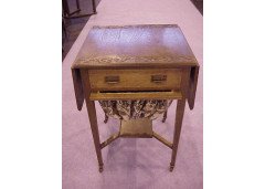 A Glasgow Style oak sewing table with two drop down leaves, - Thumbnail 1