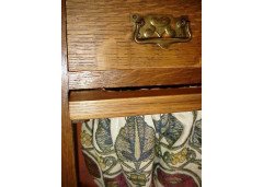 A Glasgow Style oak sewing table with two drop down leaves, - Thumbnail 6
