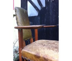 George Walton. A rare Glasgow School oak and leather 'Abingdon' armchair - Thumbnail 4