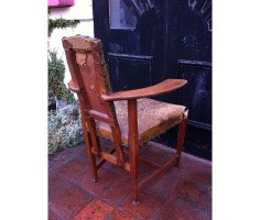 George Walton. A rare Glasgow School oak and leather 'Abingdon' armchair - Thumbnail 8