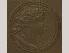 E W Godwin (attributed). An oak hanging bookcase, with portrait medallion roundels in moulded vulcanite - Thumbnail 2