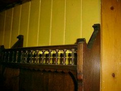 E W Godwin (attributed). An oak hanging bookcase, with portrait medallion roundels in moulded vulcanite - Thumbnail 5