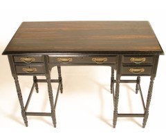 Collinson and Lock. An eight leg ebonised desk with a Makassar Ebony top. - Thumbnail 1