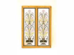 Dr Christopher Dresser for Mintons. Two 6 inch three-tile panels, in a recent common frame - Thumbnail 1
