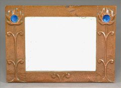 John Pearson (attributed). An Arts and Crafts hammered copper rectangular wall mirror - Thumbnail 1