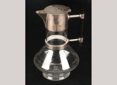 Dr Christopher Dresser for Hukin and Heath. An electro-plate mounted glass claret jug - Thumbnail 1