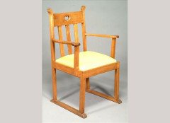 Liberty and Co. A pair of oak armchair in the manner of E G Punnett - Thumbnail 2