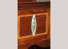 J S Henry. A Glasgow School mahogany, inlaid and enamelled narrow cabinet - Thumbnail 2