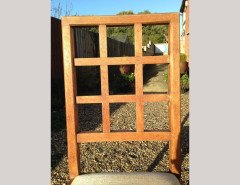 Heals of London. A set of four Arts and Crafts oak lattice back dining chairs - Thumbnail 6