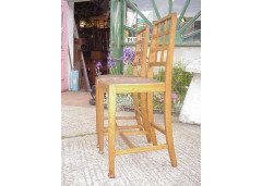 Heals of London. A good quality rare pair of Heals and Co oak lattice back music/breakfast bar stools - Thumbnail 2