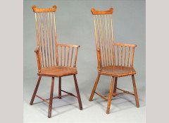 Liberty and Co. A pair of beech high comb back elbow chairs - Thumbnail 1
