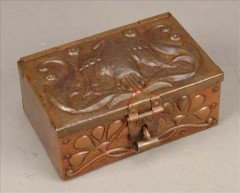 John Pearson. An embossed copper and cedar rectangular casket - Thumbnail 1
