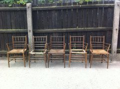 William Morris. A run of beech and oak Sussex chairs - Thumbnail 1