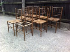 William Morris. A run of beech and oak Sussex chairs - Thumbnail 7