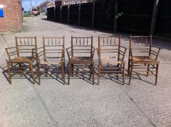 William Morris. A run of beech and oak Sussex chairs - Thumbnail 9