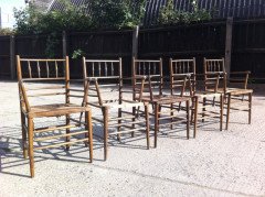 William Morris. A run of beech and oak Sussex chairs - Thumbnail 10