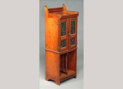 Marsh Jones and Cribb. A fine carved walnut and ebonised sheet music cabinet - Thumbnail 1