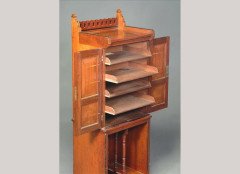 Marsh Jones and Cribb. A fine carved walnut and ebonised sheet music cabinet - Thumbnail 3