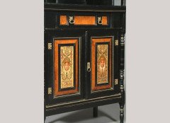 Daniel Cottier (attributed). An impressive Aesthetic Movement ebonised cabinet for semi-fixing - Thumbnail 2