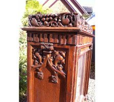 An important Gothic Revival oak bracket clock from Middlesex Guildhall in Parliament Square London - Thumbnail 13