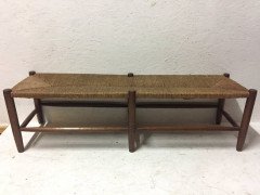 Edward Gardiner. A high quality hand crafted oak and rush seated double stool - Thumbnail 1