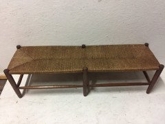 Edward Gardiner. A high quality hand crafted oak and rush seated double stool - Thumbnail 2