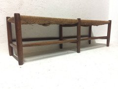 Edward Gardiner. A high quality hand crafted oak and rush seated double stool - Thumbnail 3