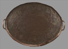 John Pearson. An Arts and Crafts copper twin handled oval tray - Thumbnail 1