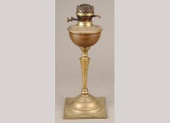 WAS Benson. A brass and copper oil lamp - Thumbnail 1