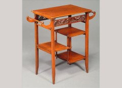 Heals of London. A matched pair of Anglo-Japanese walnut 'Pagoda' side tables - Thumbnail 1