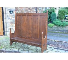 Edgar Wood. A stunning and pure Arts and Crafts oak settle - Thumbnail 3