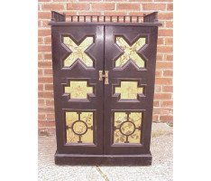 Dr Christopher Dresser (attributed). An ebonised music cabinet, with six painted panels attributed to Moyr Smith - Thumbnail 1