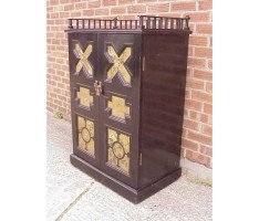 Dr Christopher Dresser (attributed). An ebonised music cabinet, with six painted panels attributed to Moyr Smith - Thumbnail 2