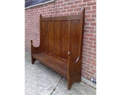 Edgar Wood. A stunning and pure Arts and Crafts oak settle - Thumbnail 6