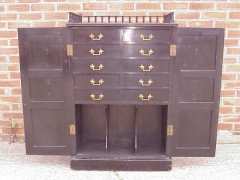 Dr Christopher Dresser (attributed). An ebonised music cabinet, with six painted panels attributed to Moyr Smith - Thumbnail 3