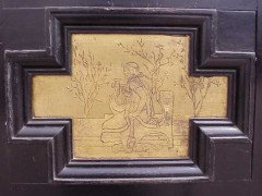 Dr Christopher Dresser (attributed). An ebonised music cabinet, with six painted panels attributed to Moyr Smith - Thumbnail 12