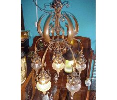 WAS Benson. A fantastic Arts and Crafts copper chandelier - Thumbnail 7