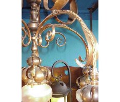 WAS Benson. A fantastic Arts and Crafts copper chandelier - Thumbnail 8