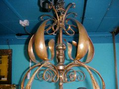 WAS Benson. A fantastic Arts and Crafts copper chandelier - Thumbnail 10