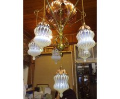 WAS Benson. An outstanding and extremely rare Arts and Crafts copper and brass chandelier - Thumbnail 2