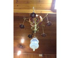 WAS Benson. An outstanding and extremely rare Arts and Crafts copper and brass chandelier - Thumbnail 4