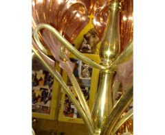 WAS Benson. An outstanding and extremely rare Arts and Crafts copper and brass chandelier - Thumbnail 8