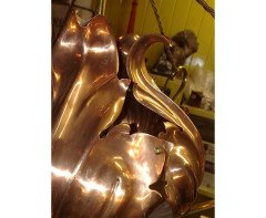 WAS Benson. An outstanding and extremely rare Arts and Crafts copper and brass chandelier - Thumbnail 10