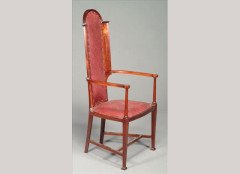 G M Ellwood for J S Henry. A mahogany and inlaid armchair - Thumbnail 1