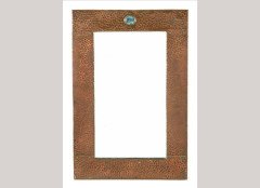 Liberty and Co (attributed). A hammered copper and 'Ruskin' plaque rectangular wall mirror - Thumbnail 1